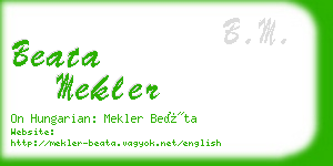 beata mekler business card